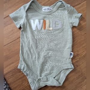 Rabbit + Bear Green 'Wild' Baby gender neutral One piece bodysuit